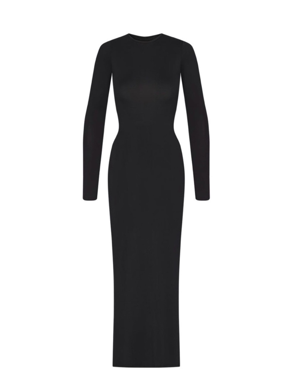 SKIMS Smooth Lounge Crew Neck Long Sleeve Dress AP-DRS-2046 Onyx Black Size XS - Picture 2 of 9